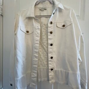 Simply Noelle White Lace-Back Jean Jacket